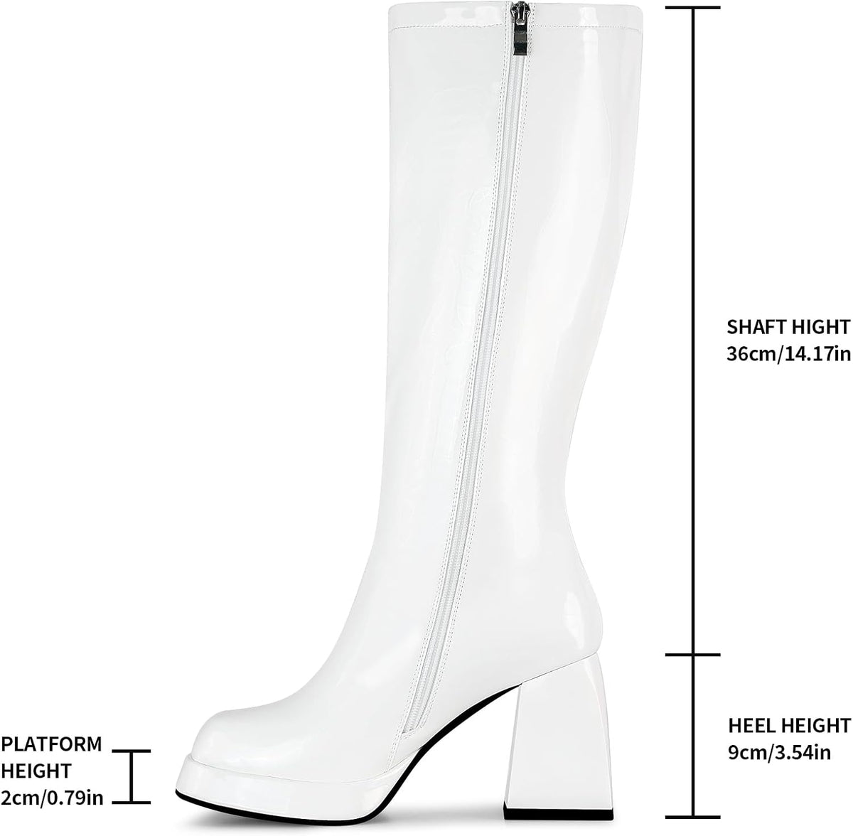 Boots Platform Boots for Women Fashion Square Toe Chunky Block Heeled Boots Side Zip