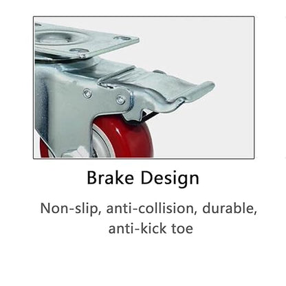 3 4 5 inch Heavy-Duty Polyurethane Silent Universal Wheels with Brake Wheels, Soft Rubber Industrial Trolley casters, Load-Bearing 100kg/pc (Color : Brake Wheel, Size : 4inch)