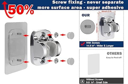 NearMoon Self Adhesive Shower Head Holder-Adjustable Handheld Shower Holder NO Drilling Wall Mount Waterproof (1 Pack, Chrome Finish)