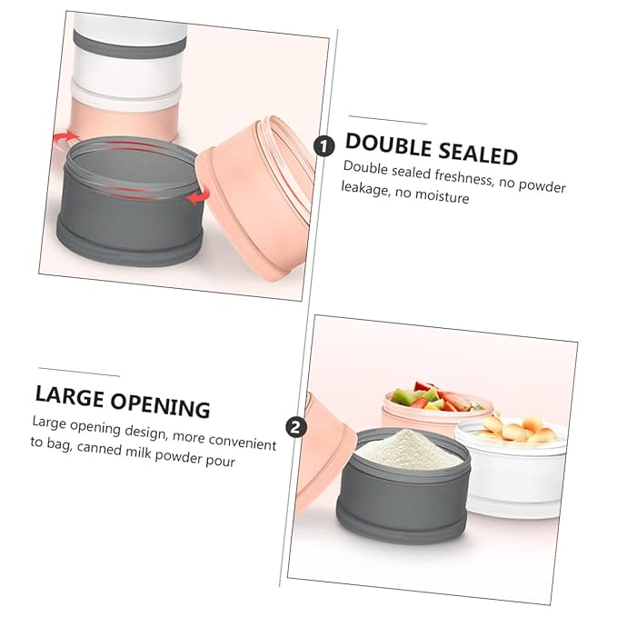 Kisangel 2pcs Box Milk Powder Box Kids Milk Powder Dispenser Outdoor Milk Powder Organizer Powder Container Three-Layer Milk Container Powder Milk Container Storage Box Pp Portable Baby