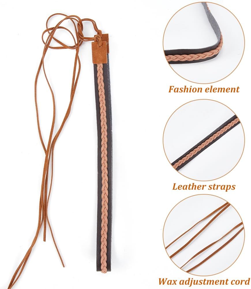 CRASPIRE Cowboy Hat Band Imitation Leather Braided Black Adjustable Western Hat Belt Replacement Hat Accessories for Fedora Cowboy Straw Western Straw Hat