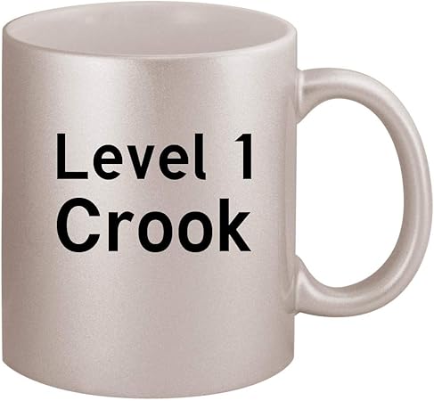 Level 1 Crook - Ceramic 11oz Silver Coffee Mug, Silver