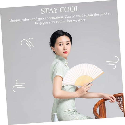 MAGICLULU 2pcs Paper Fan Wedding Folding Fabric Hand Fan Foldable Hand Fabric Women Delicate Small Vintage Cute Portable Vintage Home Decor Home Decor Wooden White