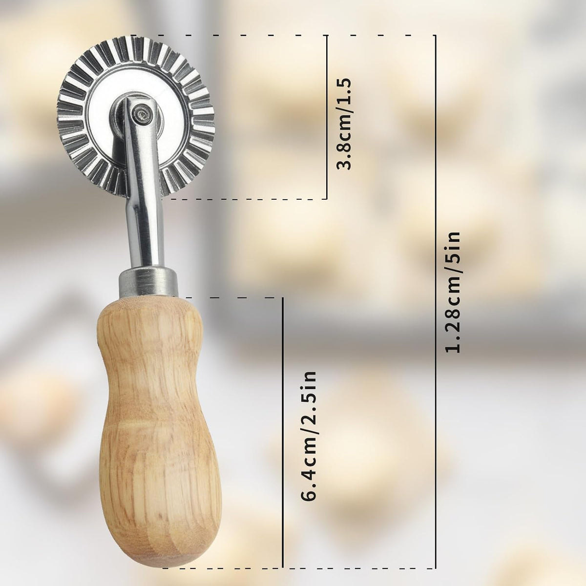 Fluted Pastry Wheel Cutter, 1.5 Inch Pasta Cutter Wheel for Ravioli, Pie Crust & Dough, Pastry Crimper and Pasta Wheel Cutter Tool for Baking, Home Kitchen Use