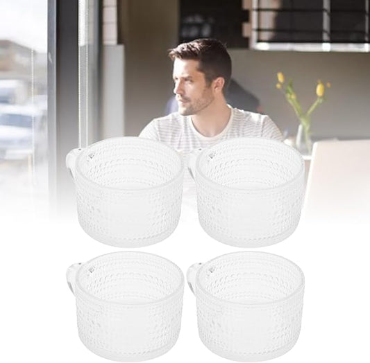 CDQL 4Pcs Relief Glass Cup,Vintage Glass Coffee Mugs,Northern European Style Relief Breakfast Mug, Retro Handle Transparent Water Milk Latte Tea Cup (4Pcs Point Style), CDQLvqdh8o60cs-11