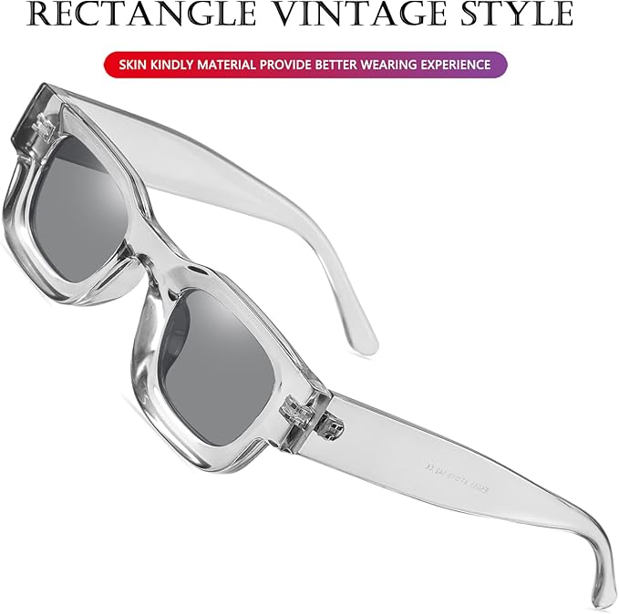 AIEYEZO Modern Thick Rectangle Sunglasses for Women Men Retro 90s Chunky Square Polarized Sunnies