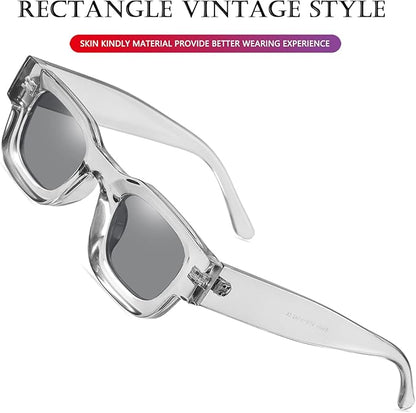 AIEYEZO Modern Thick Rectangle Sunglasses for Women Men Retro 90s Chunky Square Polarized Sunnies