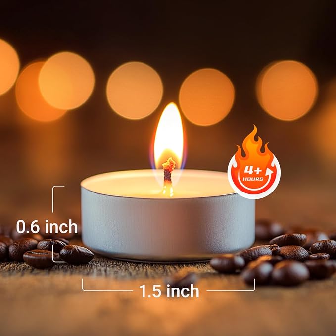 100-Pack Tea Lights Candles Bulk, 4.5 Hours Burns Palm Tealights