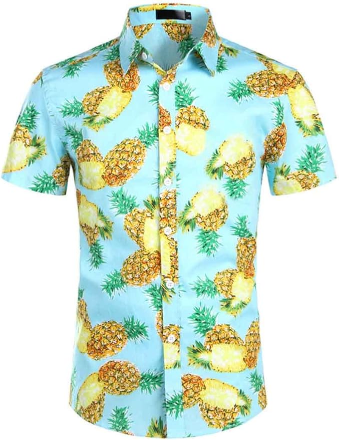 Summer Luxury Men's Shirt Lapel Short-Sleeved Pineapple Print Hawaiian Shirts Loose Casual Fashion Oversized Tops