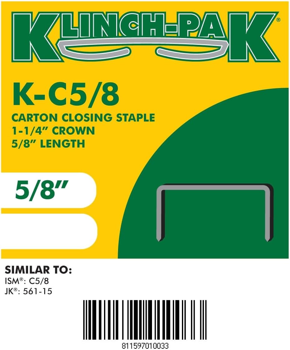 C-5/8 Carton Staple 1-1/4 inch Crown with 5/8 inch Leg 4000 per case - SIM CC58, C58 or JK561
