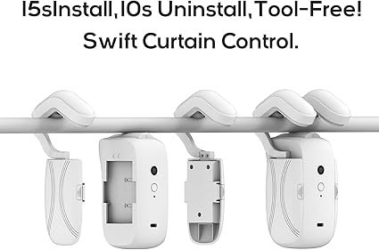 Automatic Curtain Opener and Closer - Smart Curtain Opener Electronic for RomanUT Rails, Bluetooth Curtain Opener with AppTimer, compatible with Alexa and Google Home, Electric Curtains with Remote
