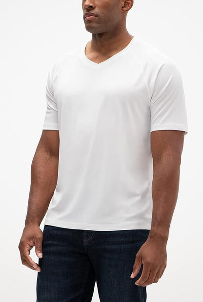 DEVOPS 2 or 5 Pack Men's UPF 50+ Sun Protection Moisture Wicking Dry-Fit Short Sleeve Workout V-Neck Shirts
