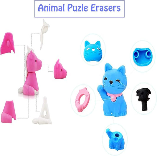 25 PCS Animal Erasers Mini Puzzle Eraser Toys for Fun Games Prizes, Classroom Prizes, School Supplies