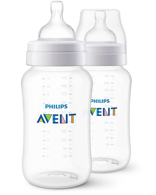 Philips AVENT Anti-Colic Baby Bottles, 11oz, 2pk, Clear, SCY10602
