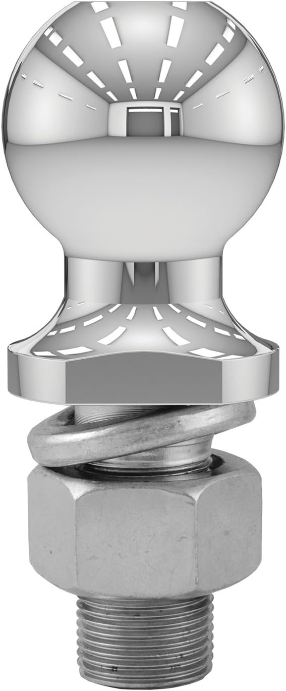 CURT 40004 Chrome Trailer Hitch Ball, 6,000 lbs, 2 Inch Diameter, 1 x 2-1 8 Inch Shank
