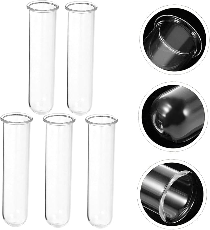 Glass Test Tube Vase for Plant Propagation 5 Pack Water Tube for Flowers Elegant Home Decor for Office Dinner Parties