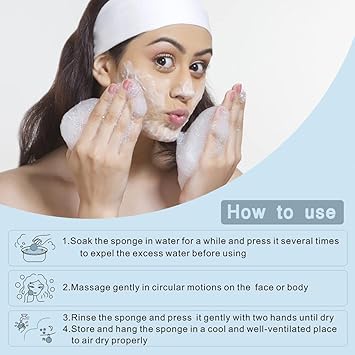 Natural Exfoliating Facial Sponge Makeup Remover Cleansing, Green