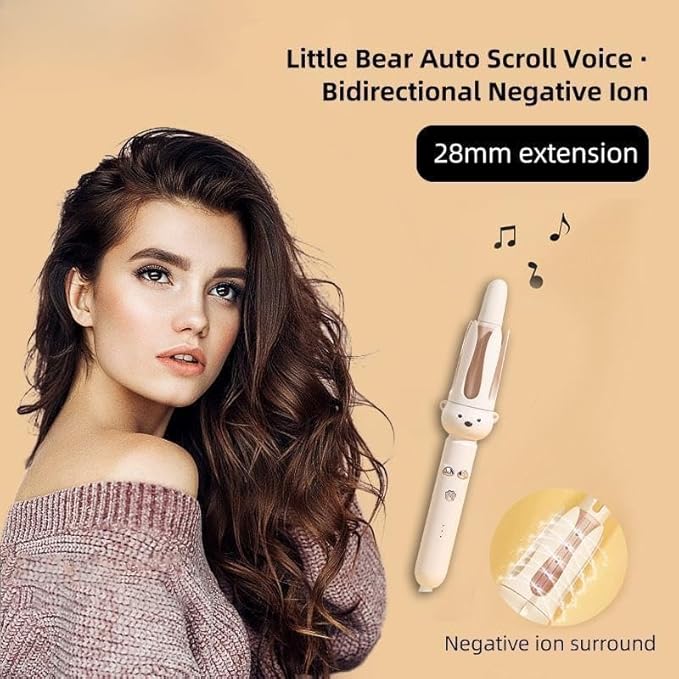 Fully Automatic Curling Stick Lazy Curling Tool Electric Rotary Curler Large Without damaging Hair 28mm Comfort Hair Curler– for use on Medium and Long Hair