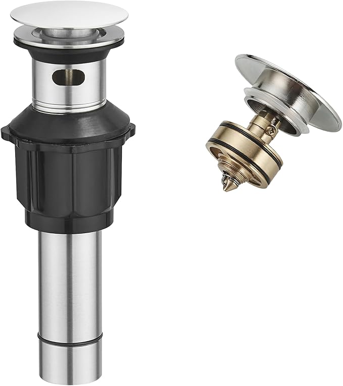 Bathroom Sink Stopper Pop Up with Overflow, Pop Up Sink Drain Strainer, Brushed Nickel