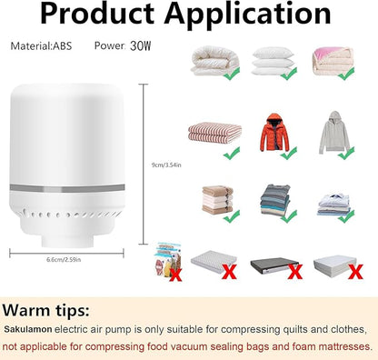 Electric Vacuum Pump for Bags - Portable, Fits Most Vacuum Seal Bags (Storage Bag Not Included)