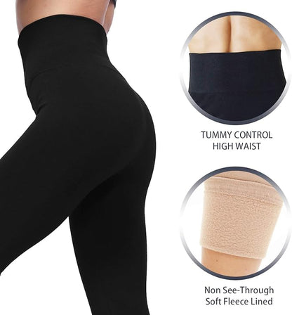 LUOYANXI Fleece Lined Leggings Women - Warm Soft Tummy Control Thermal Thick High Waisted Pants for Cold Winter