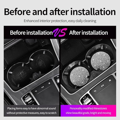 2 Piece Universal Style car Water Cup Shiny Gasket?Bling Creative Auto Car Accessories?Center Console Cup Holder Accessories?Ladies' car Accessories (Red)