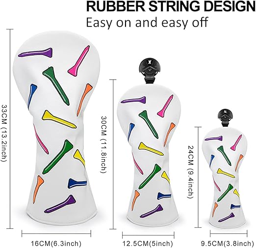 Golf Headcovers,Colorful Tee Driver Headcover Fairway Wood Cover Hybrid Cover Leather 3 Wood Headcover Mallet Putter Headcover Blade Putter Cover Golf Club Covers for Odyssey Scotty Cameron Taylormade