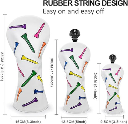 Golf Headcovers,Colorful Tee Driver Headcover Fairway Wood Cover Hybrid Cover Leather 3 Wood Headcover Mallet Putter Headcover Blade Putter Cover Golf Club Covers for Odyssey Scotty Cameron Taylormade