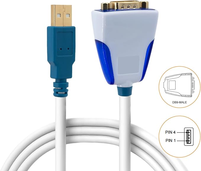 USB to DB9 Male RS232 Cable Us232R 1M Converter Cable with Chip FT232RQ Supports All Computer Systems, Up to 1M Transmission Rate, No Need Drivers