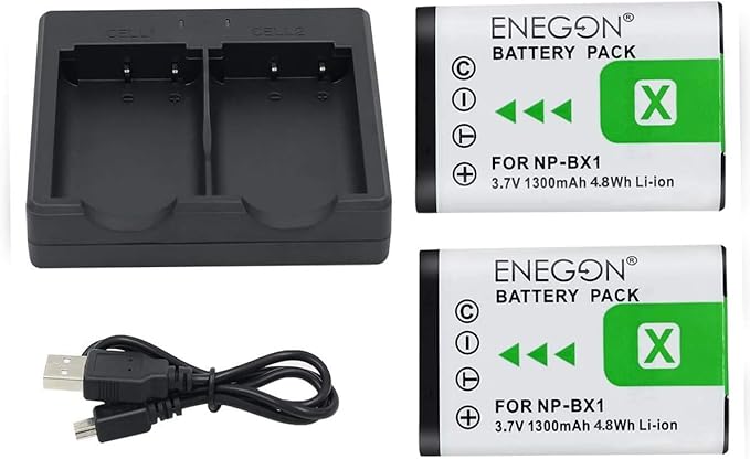 NP-BX1 ENEGON Battery (2-Pack) and Rapid Dual Charger for Sony NP-BX1 and Sony ZV-1, Cyber-Shot DSC-RX100, DSC-RX100 II/III/M4/M5/M6/M7/…£/…¤/…¥/…¦/VA, DSC-RX100M II, HDR-CX405