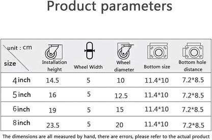 DINNER 4 5 6 8 inch Polyurethane Silent casters, Swivel Brake casters, Scaffolding Wheels, Flatbed carts, Heavy Duty casters (Color : Brake Wheel, Size : 8 inch)
