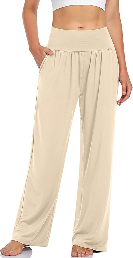 UEU Women's Casual Loose Wide Leg Cozy Pants Yoga Sweatpants Comfy High Waisted Sports Athletic Lounge Pants with Pockets