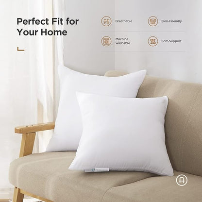 Acanva Decorative Square Throw Pillow Inserts Hypoallergenic Form Stuffer Cushion Sham Filler, 1 Count (Pack of 1), White