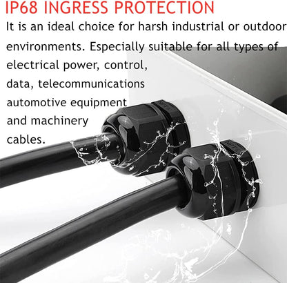 PENGLIN 8PCS Cable Glands 1" NPT Nylon Cable Connector Waterproof Long-lasting Tight Sealing,IP68 Waterproof Protection,Adapt to Heavy-duty Working Scenarios