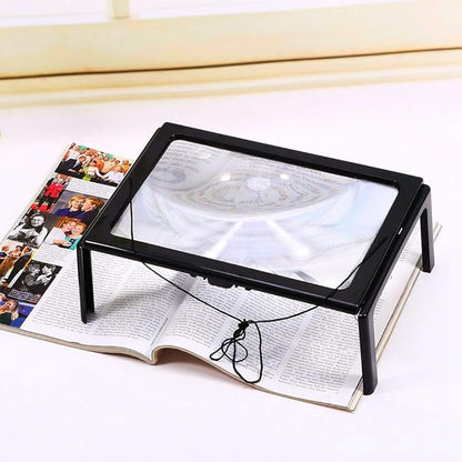 Magnifier with Light LED, Large A4 Page Hands 3X Magnifying Glass Magnifier for Reading