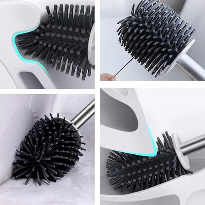 Toilet Brush with Holder Bathroom Silicone Toilet Brushes and Quick Drying Holders Set can Open and Close Automatically