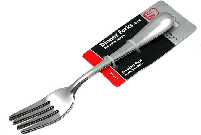 Chef Craft Heavy Duty Dinner Fork, 7.5 inches in Length 3 Piece Set, Stainless Steel