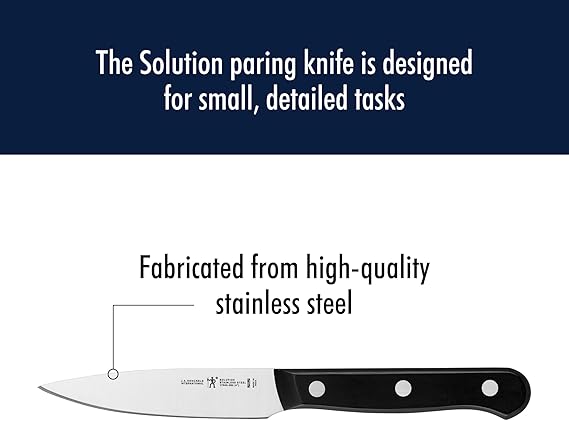 HENCKELS Solution Razor-Sharp 4-inch Compact Chef Knife, German Engineered Informed by 100 Years of Mastery, BlackStainless Steel