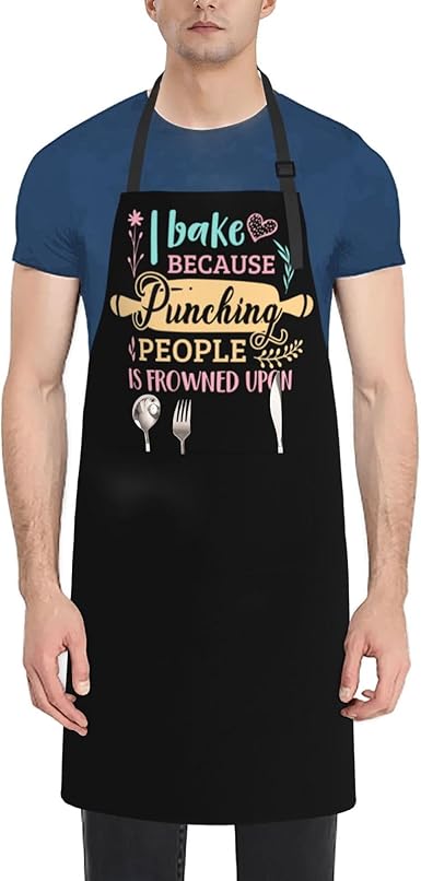 Apron With Pockets Cute Aprons Adjustable Neck Funny Waterproof And Oil-Proof Bib Fun Bibs Smock For Women Men