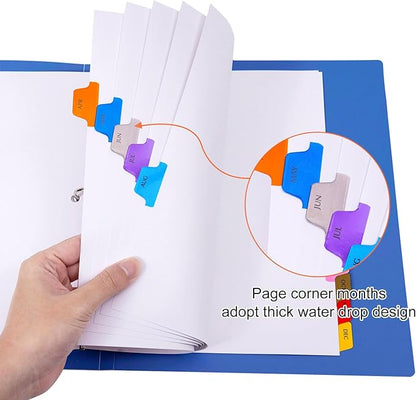 Monthly Dividers for 3 Ring Binder, 12 Month Tabs, Multicolor Month Tabs Binder Dividers - with Table of Contents Page, 3 Set