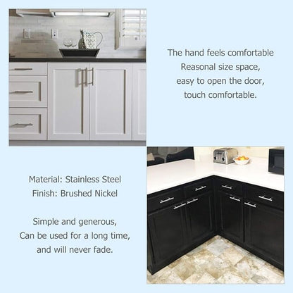 homdiy 5 Pack  Cabinet Handles Brushed Nickel Round Bar Cabinet Pulls 5in Hole Center HD201SN Stainless Steel Drawer Pulls Kitchen Cabinet Handles Cupboard Handles 5 Pack