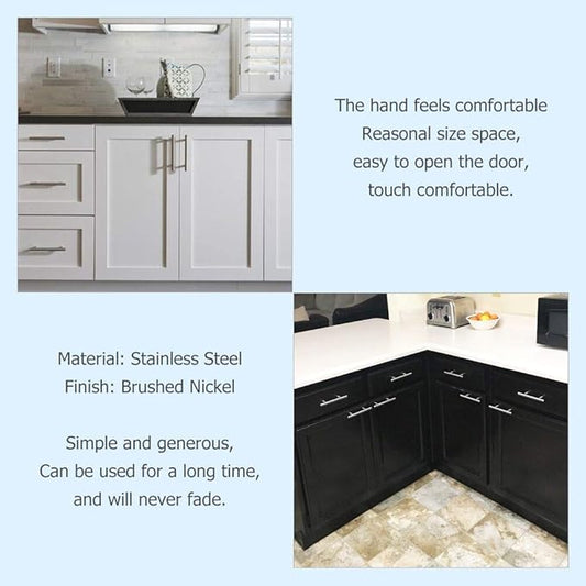 homdiy 5 Pack  Cabinet Handles Brushed Nickel Round Bar Cabinet Pulls 5in Hole Center HD201SN Stainless Steel Drawer Pulls Kitchen Cabinet Handles Cupboard Handles 5 Pack