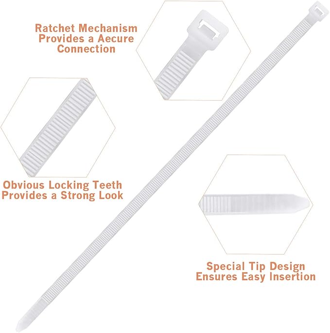 Zip Ties Heavy Duty Nylon Self-locking Wire Ties 30 Pack - White (24 Inch)