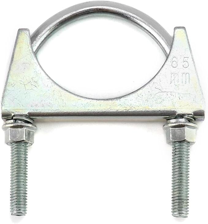 QWORK U-Bolt Muffler Tip Exhaust Hook, 2-12" OD 2Pcs Stainless Steel Universal Silencer Exhaust Clip