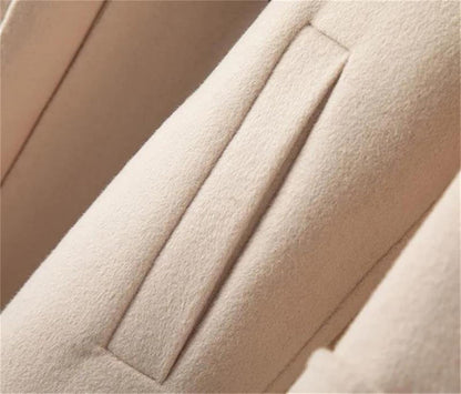 Women Double-Breasted Wool Coat Autumn Winter Fashion Medium-Length Overcoat