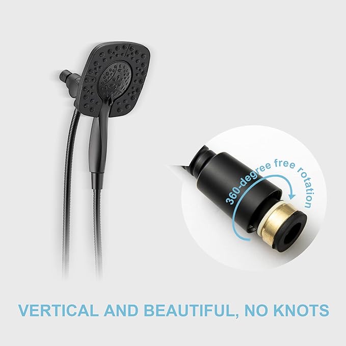 OFFO Shower Hose, Kink Free Stainless Steel Shower Hose Attachment Electroplating Handheld Shower Head Hose Flex Hoses Extension with Brass Insert  Nut for Pet Bathing Cleaning 60 Inch, Matte Black