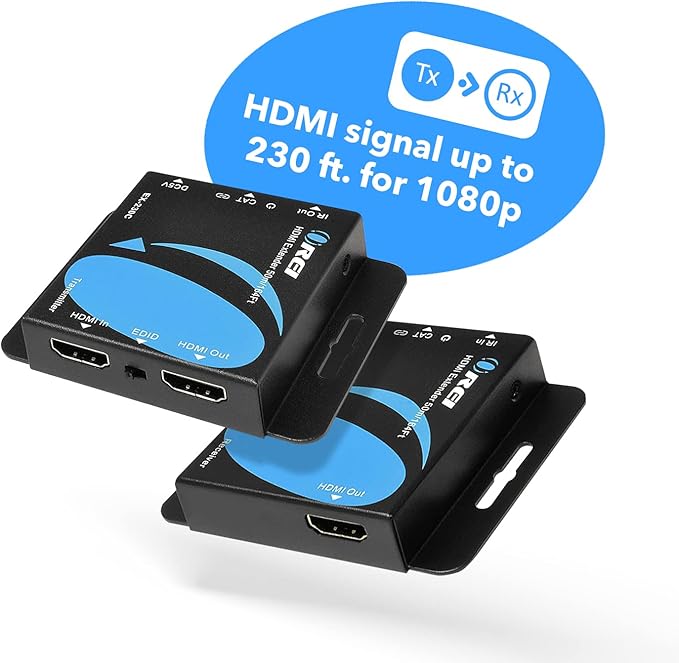OREI 4K HDMI Over Ethernet CAT6/CAT7 Extender, Extender RJ45 4K@30Hz Upto 130 Ft 1080P Upto 230 FT Full HD POC Transmitter & Receiver IR Loop Out (EX-230C)