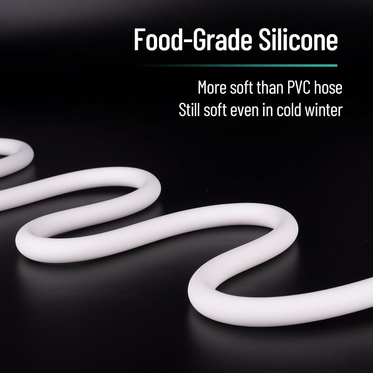 Silicone Shower Hose with Spare Washers, Anti-Kink Designed Replacement Handheld Shower Hose Extension for RV, Showerhead, Sprayer, Bidet, Pet Cleaning, 59 Inches, White