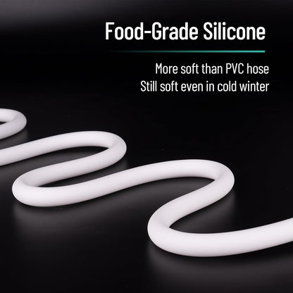 Silicone Shower Hose with Spare Washers, Anti-Kink Designed Replacement Handheld Shower Hose Extension for RV, Showerhead, Sprayer, Bidet, Pet Cleaning, 59 Inches, White