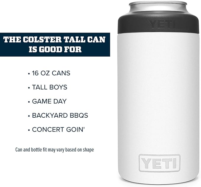 YETI Rambler 16 oz. Colster Tall Can Insulator for Tallboys 16 oz. Cans, White